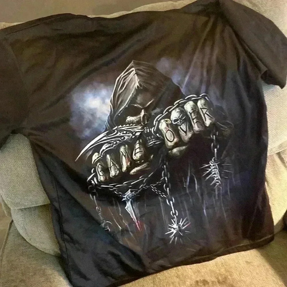 Mens Short Sleeve Spiral Direct Reaper Game Over Graphic T-shirt Size Large - Picture 1 of 1